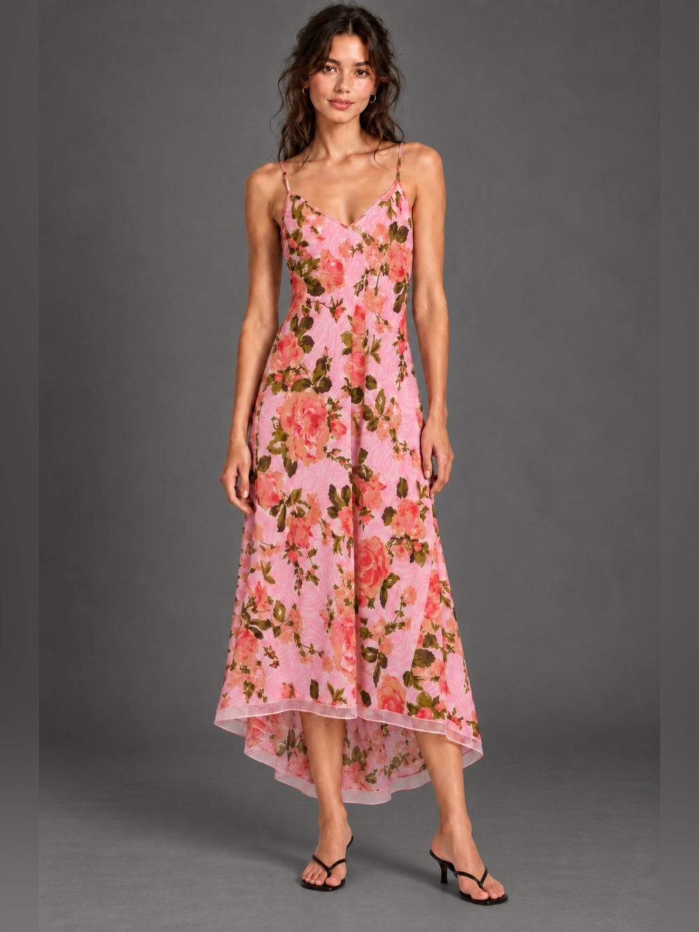 Betsey Johnson Vintage for UO Tori Pink Rose Sheer High Low Dress M
